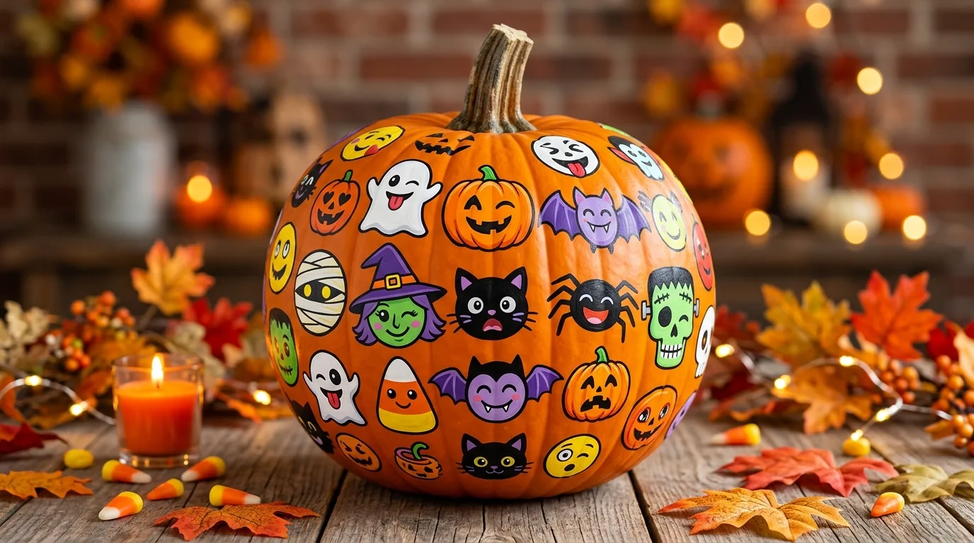 Use florals or botanicals for a softer theme inspiration for a painted pumpkin display.